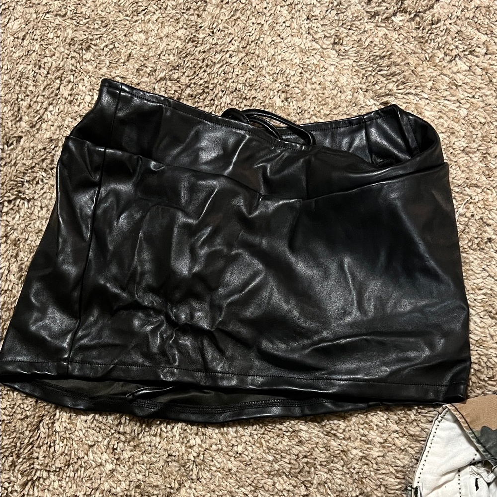 Black Faux Leather Skirt